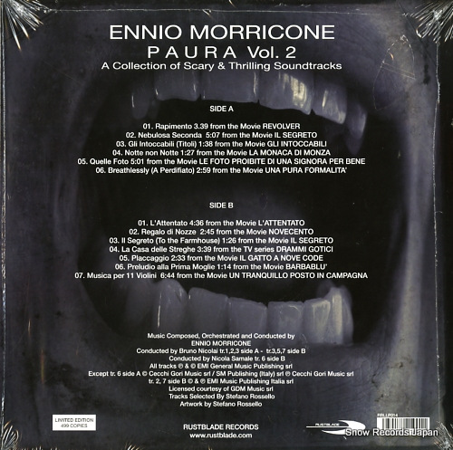 MORRICONE, ENNIO paura vol.2 (a collection of scary & thrilling soundtracks) RBLLP014 - back cover