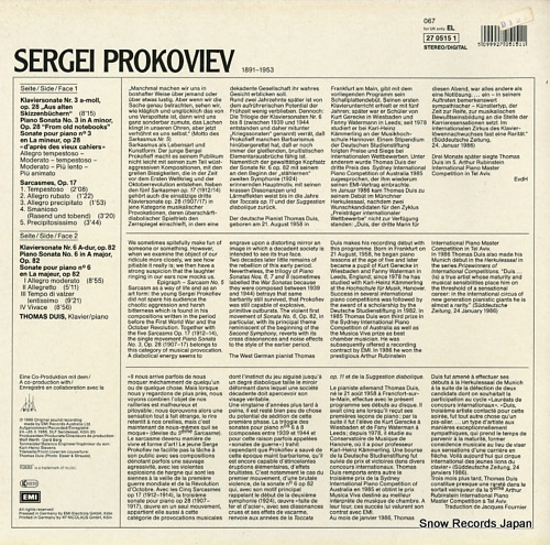 DUIS, THOMAS prokofiev; sonaten / sonatas nos.3 & 6 EL2705151 - back cover