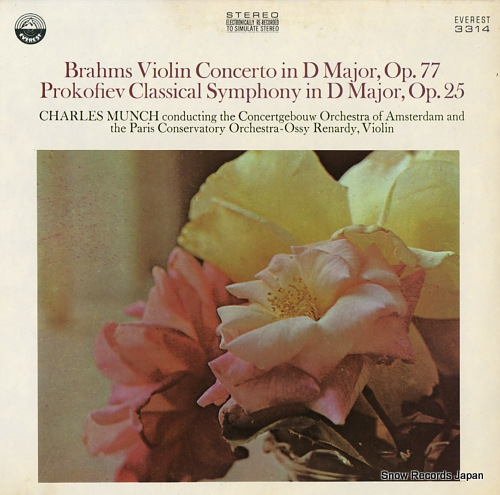 MUNCH, CHARLES brahms; violin concerto in d major, op.77 EVEREST3314 - front cover