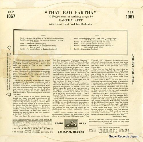 KITT, EARTHA that bad eartha DLP1067