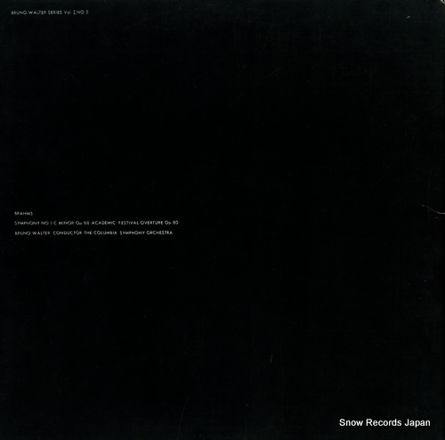 WALTER, BRUNO brahms; symphony no.1 in c minor / academic festival overture SONC10105 - back cover