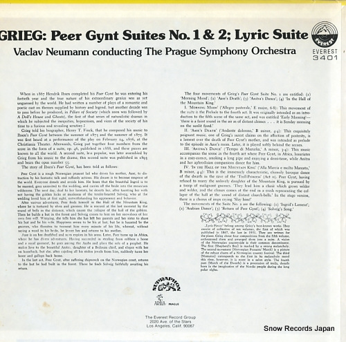 NEUMANN, VACLAV grieg; peer gynt suites no.1 & 2 / lyric suites EVEREST3401 - back cover