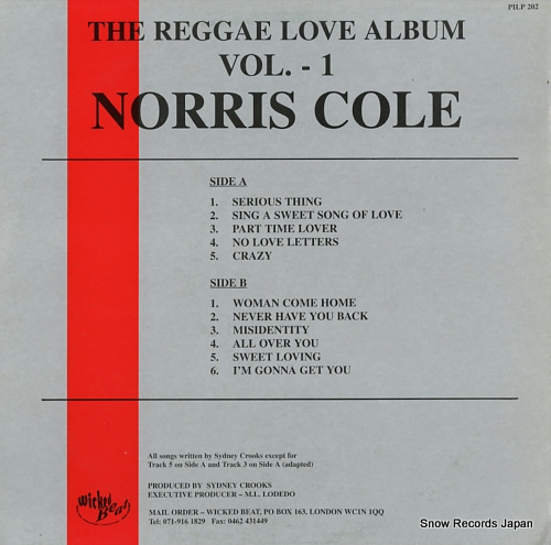 COLE, NORIS the reggae love album vol.1 PILP202 - back cover