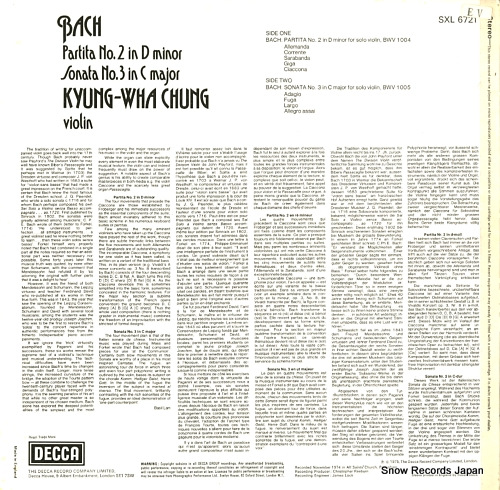 Ţ¡ʥ󡦥ե bach; partita no.2 in d minor, no.3 in c major SXL6721