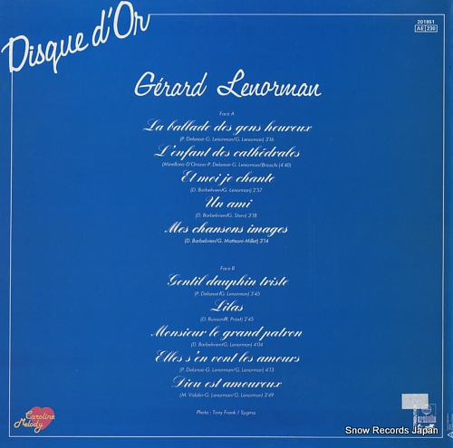LENORMAN, GERARD disque d'or / vol.1 201951 - back cover