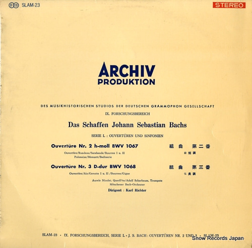 RICHTER, KARL bach; overture nr.2 & nr.3 SLAM-23