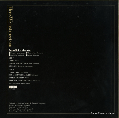 SATO-NAKA QUARTET here, we just meet you LP1001