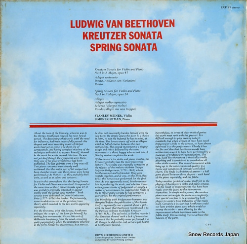 WEINER, STANLEY beethoven; kreutzer sonta / sprin sonata EXP59