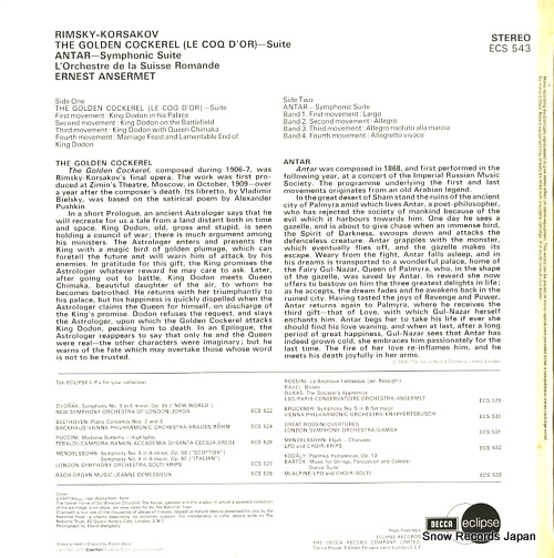 ANSERMET, ERNEST rimsky-korsakov; the golden cockerel-suite / antar ECS543