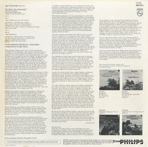 DAVIS, COLIN stravinsky; le sacre du printemps 9500323