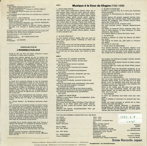 HUELGAS-ENSEMBLE musique a la cour de chypre (1192-1489) DB264 - back cover