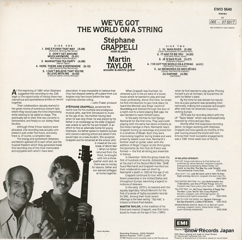 GRAPPELLI, STEPHANE / MARTIN TAYLOR we've got the world on a string EMD5540