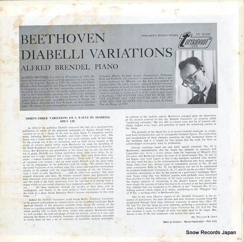 BRENDEL, ALFRED beethoven; diabelli variations TV34139S - back cover