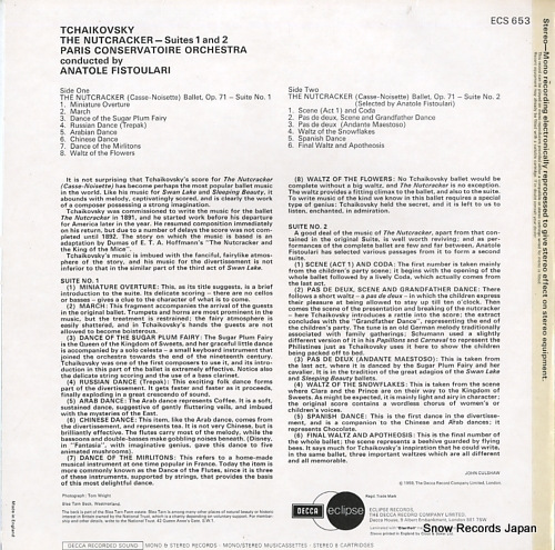 FISTOULARI, ANATOLE tchaikovsky; the nutcracker-suites 1and 2 ECS653 - back cover