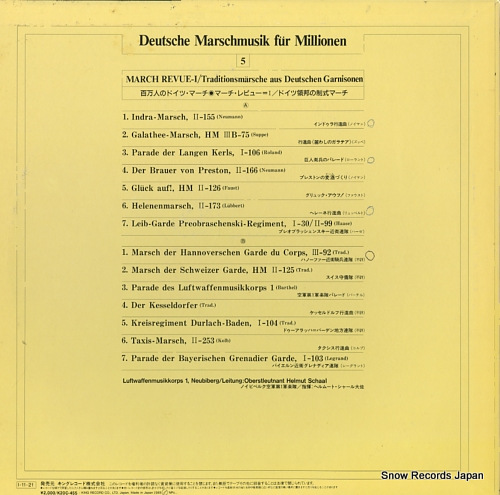 SCHAAL, HELMUT march revue-i / traditionsmarsche aus deutschen garnisonen K20C455