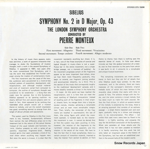 MONTEUX, PIERRE sibelius; symphony no.2 in d major, op.43 STS15098