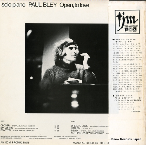 BLEY, PAUL open, to love PA-7073