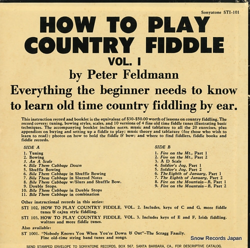 FELDMANN, PETER how to play the country fiddle vol.1 STI-101
