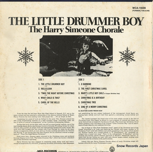 HARRY SIMEONE CHORALE, THE the little drummer boy MCA-15006