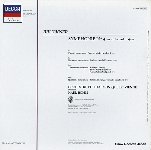 カール・ベーム bruckner; symphonie no4 593008