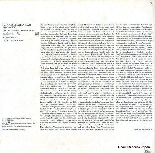 󡦥 bach; goldberg-variationen bwv 988 CBS61540