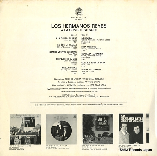 LOS HERMANOS REYES a la cumbre se sube HHS10-491 - back cover