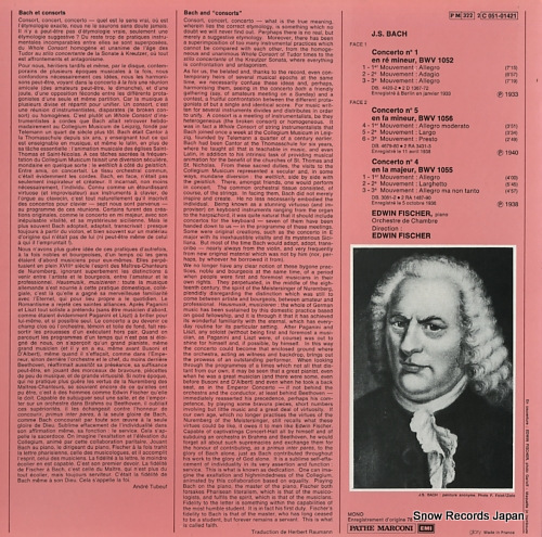 FISCHER, EDWIN bach; concertos pour piano 2C051-01421