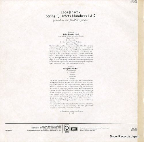 JANACEK QUARTET janacek; string quartets numbers 1 and 2 CFP202