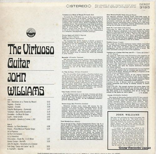 WILLIAMS, JOHN the virtuoso guitar EVEREST3195