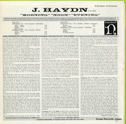RISTENPART, KARL haydn; symphony no.6 