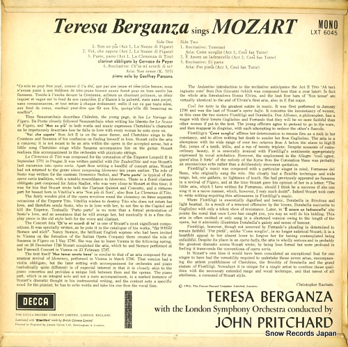 BERGANZA, TERESA teresa berganza sings mozart LXT6045/SXL.6045