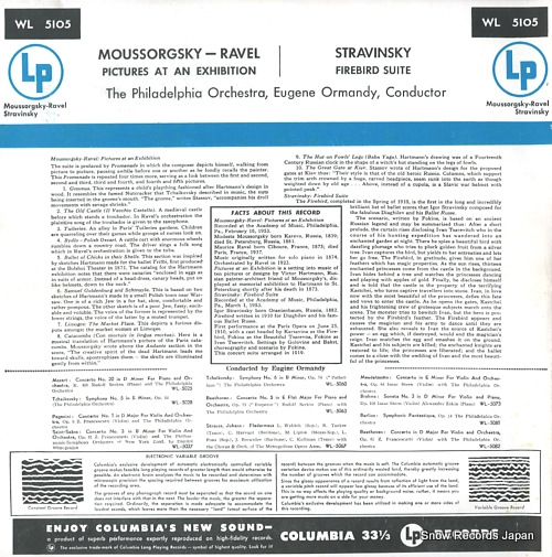 ORMANDY, EUGENE mussorgsky-ravel; pictures at an exhibition WL5105