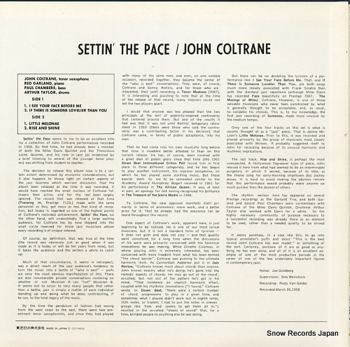 COLTRANE, JOHN settin' the pace LPJ-80016