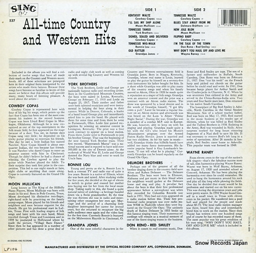 V/A all-time country and western hits SING537