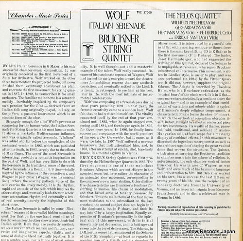 MELOS QUARTETT STUTTGART bruckner; string quartet TVC37005