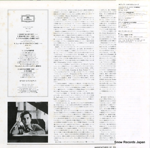SZIDON, ROBERTO villa-lobos; music for piano MG1082