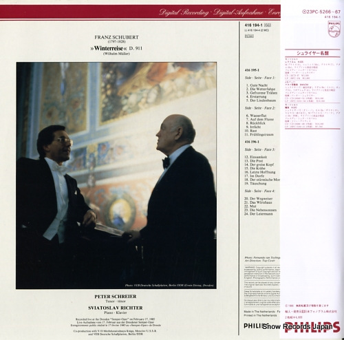 SCHREIER, PETER / SVIATOSLAV RICHTER schubert; winterreise 416194-1/23PC-5266-67