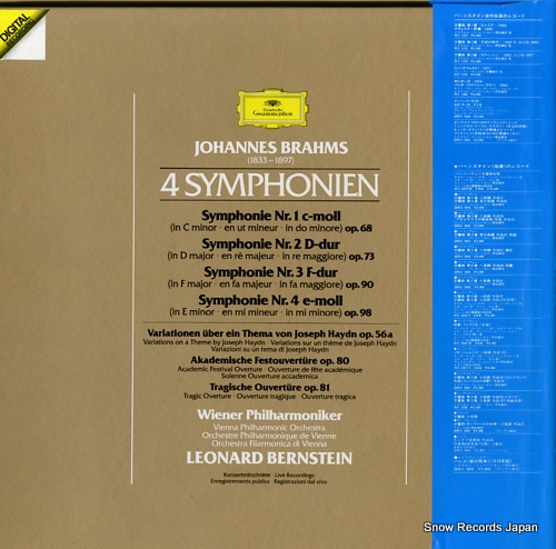 BERNSTEIN, LEONARD brahms; 4 ymphonien 90MG0635/8