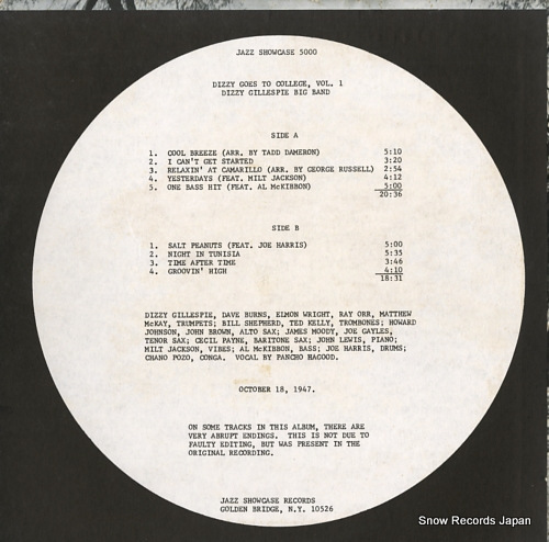 GILLESPIE, DIZZY dizzy goes to college, vol.1 5000