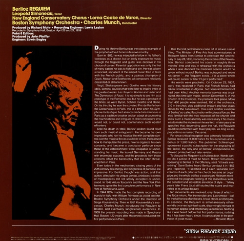MUNCH, CHARLES berlioz; requiem RCL-5510-11 - back cover