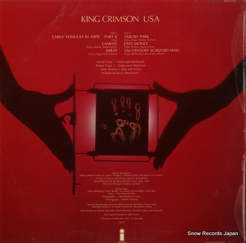 KING CRIMSON usa ILPS9316 - back cover