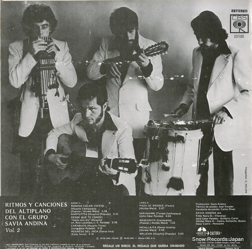 ANDINA, SAVIA ritmo y canciones del altiplano con el grupo savia andina vol.2 20185 - back cover
