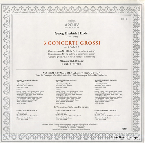 롦ҥ handel; 3 concerti grossi op.6 nos.5, 8, 9 2533142