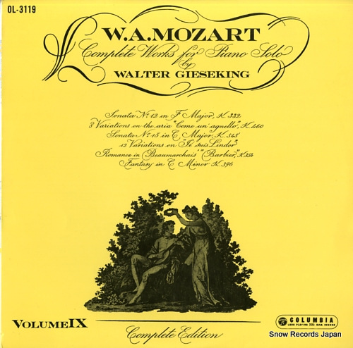 GIESEKING, WALTER mozart; complete works for piano solo / volume ix OL-3119 - front cover