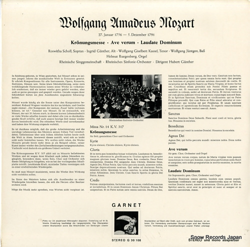 RUEGENBERG, HELMUT mozart; kronungsmesse G30108 - back cover