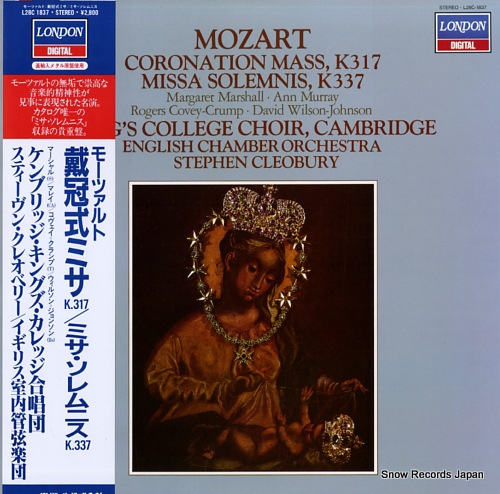 KING'S COLLEGE CHOIR CAMBRIDGE mozart; coronation mass, k.317 / missa colemnis, k.337 L28C-1837 - front cover