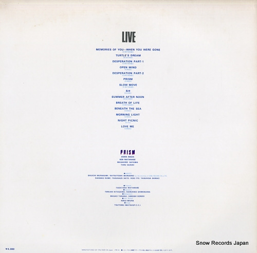 PRISM live MRA9646/7 - back cover