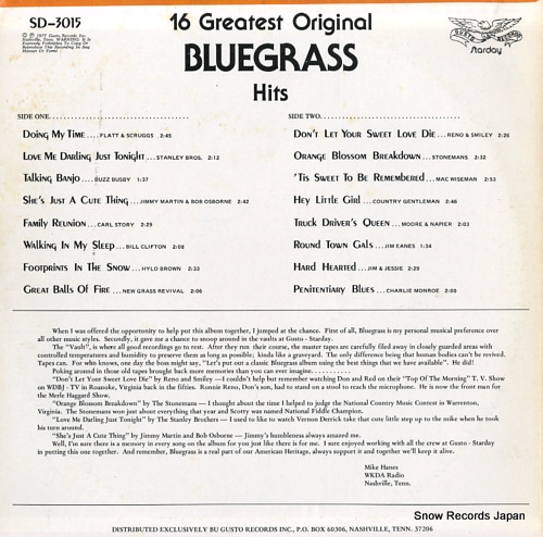 V/A 16 greatest original blue grass hits SD-3015 - back cover
