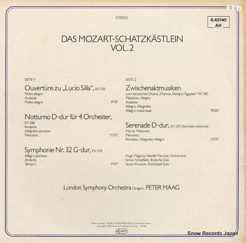 MAAG, PETER mozart; schatzkastlein vol.2 6.42140AF - back cover