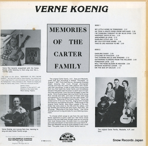KOENIG, VERNE memories of the carter family OHS-80096 - back cover